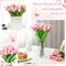 30 Pcs Tulips Artificial Bouquet Flowers Faux Tulips for Home Kitchen Wedding Decorations,Gift Idea for Easter Decor Mother's Day Birthdays(Rose Red)